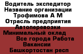 Водитель-экспедитор › Название организации ­ Трофимова А.М › Отрасль предприятия ­ Автоперевозки › Минимальный оклад ­ 65 000 - Все города Работа » Вакансии   . Башкортостан респ.,Кумертау г.